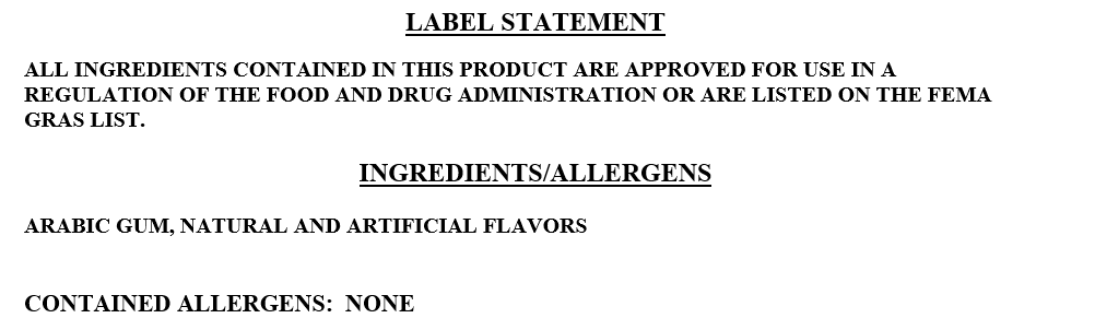 Flavor 2 Ingredient statement