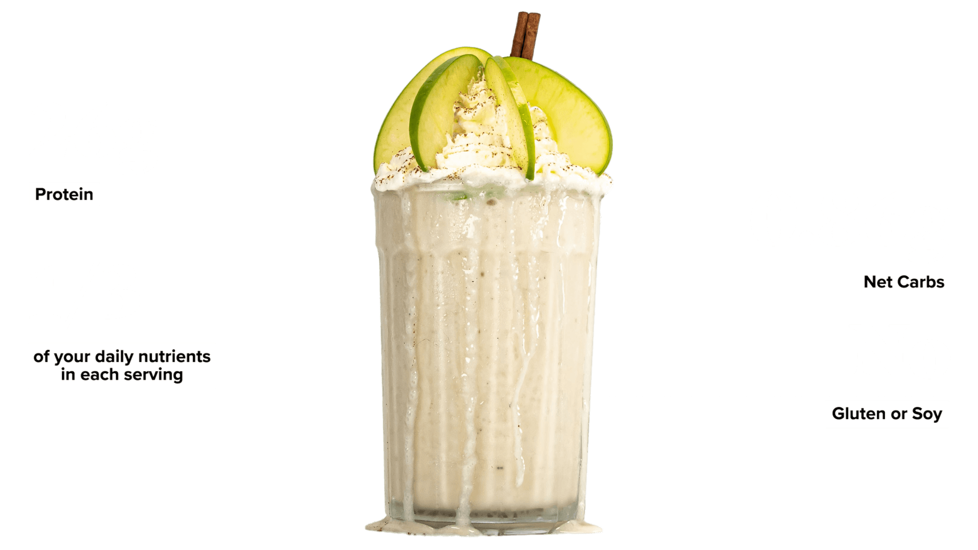 Keto Chow Apple Pie shake with macro information
