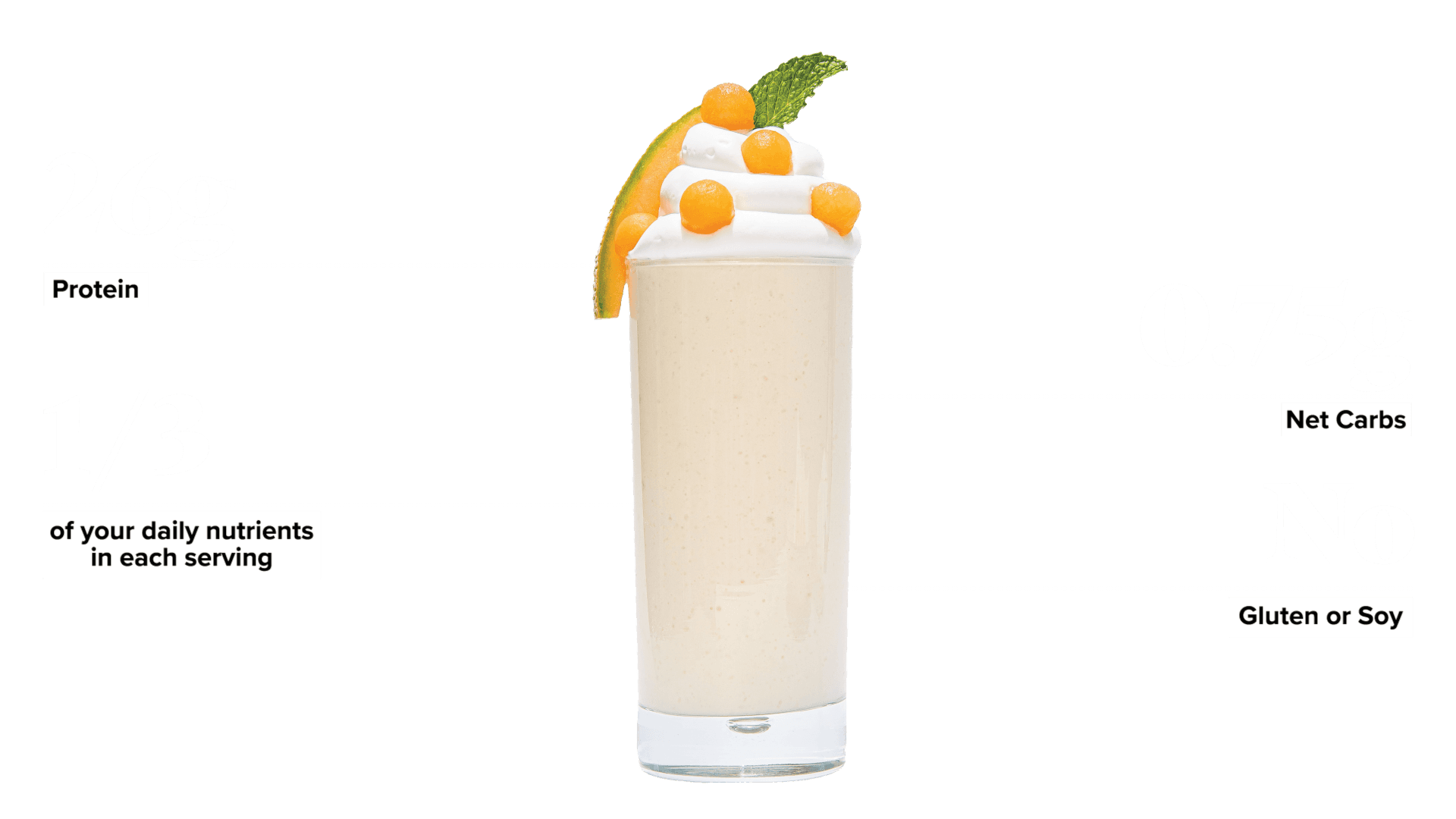 Keto Chow Cantaloupe shake with macro information