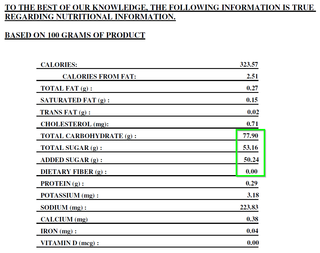 Flavor 3 nutritional information