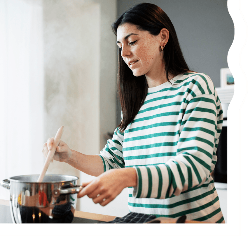 Woman making soup
